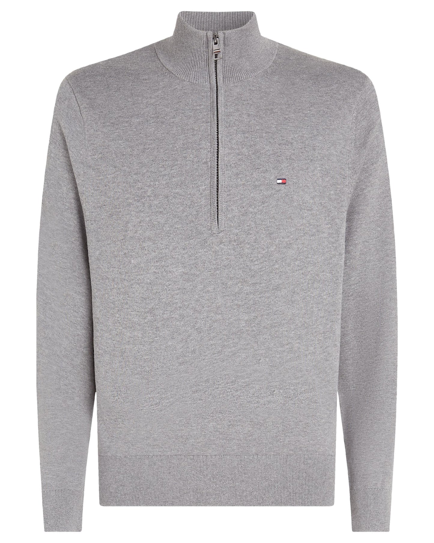 Tommy Hilfiger Essential Cotton 1/4 Zip Mock Mens Sweatshirt - Medium Grey Heather