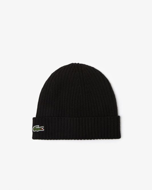 Lacoste Mens Ribbed Beanie - Black 031