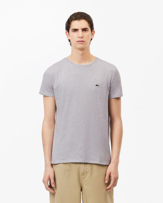 Lacoste Mens Crew Neck Pima Cotton Jersey T-Shirt - Silver Chine CCA