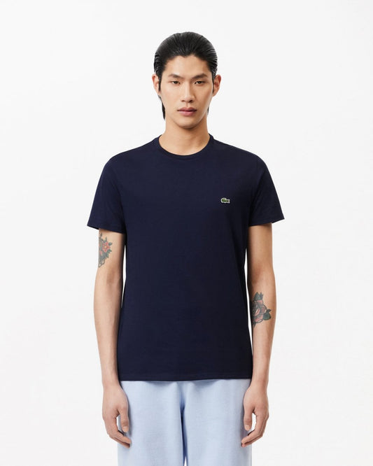 Lacoste Mens Crew Neck Pima Cotton Jersey T-Shirt - Navy Blue 166