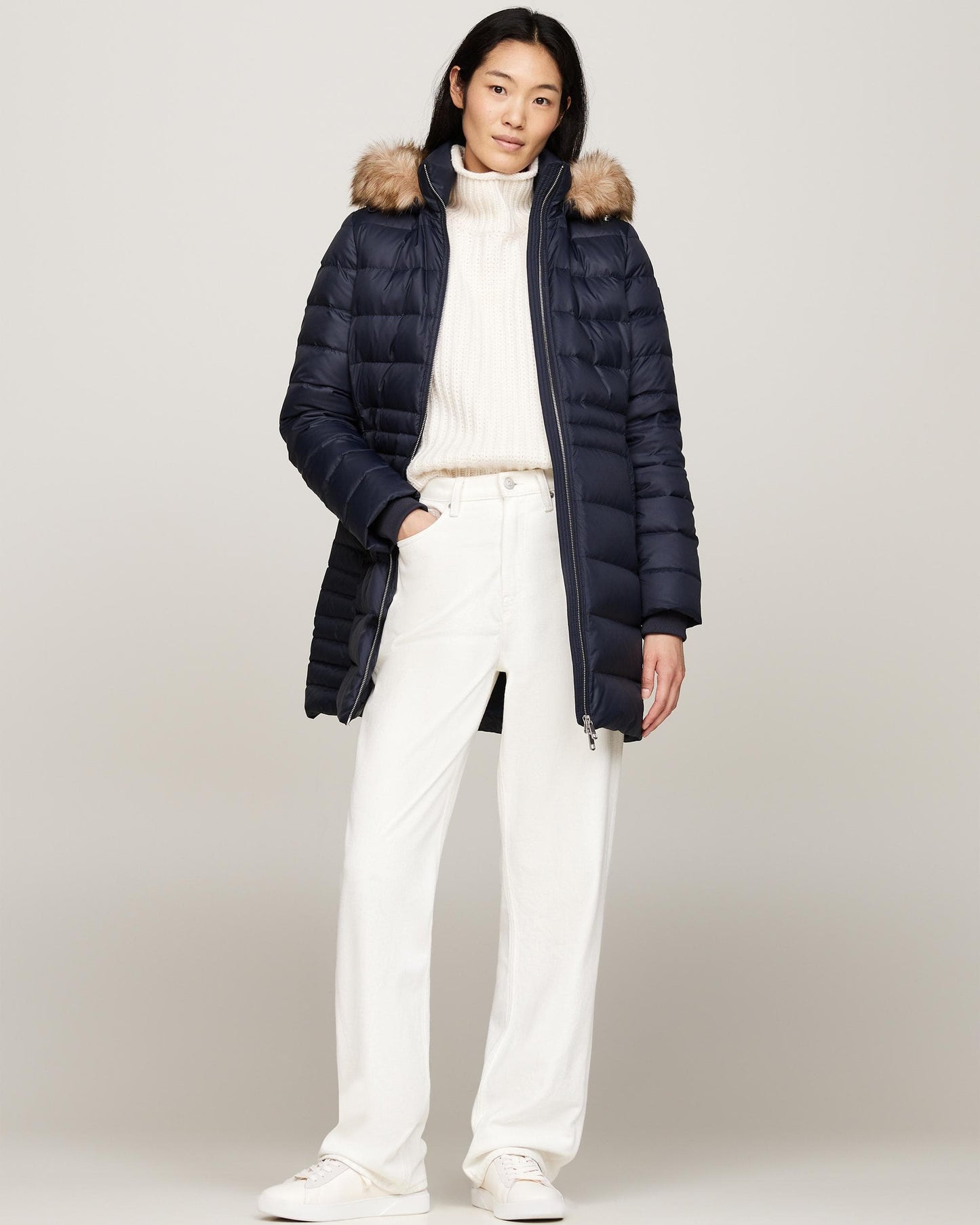Tommy Hilfiger Tyra Long Down Faux Fur Womens Jacket