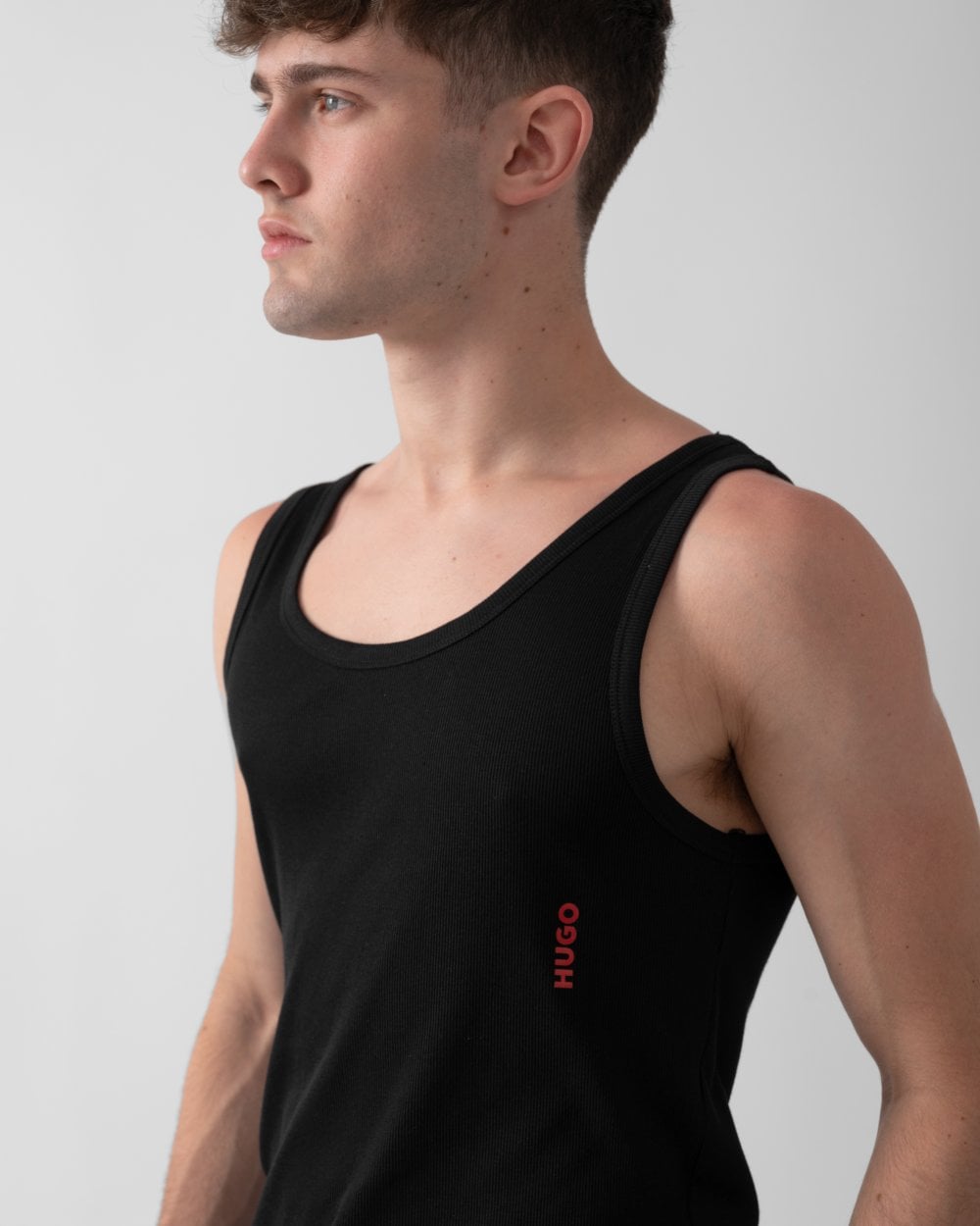 HUGO HUGO Mens Two-Pack of Logo Underwear Vests in Stretch Cotton