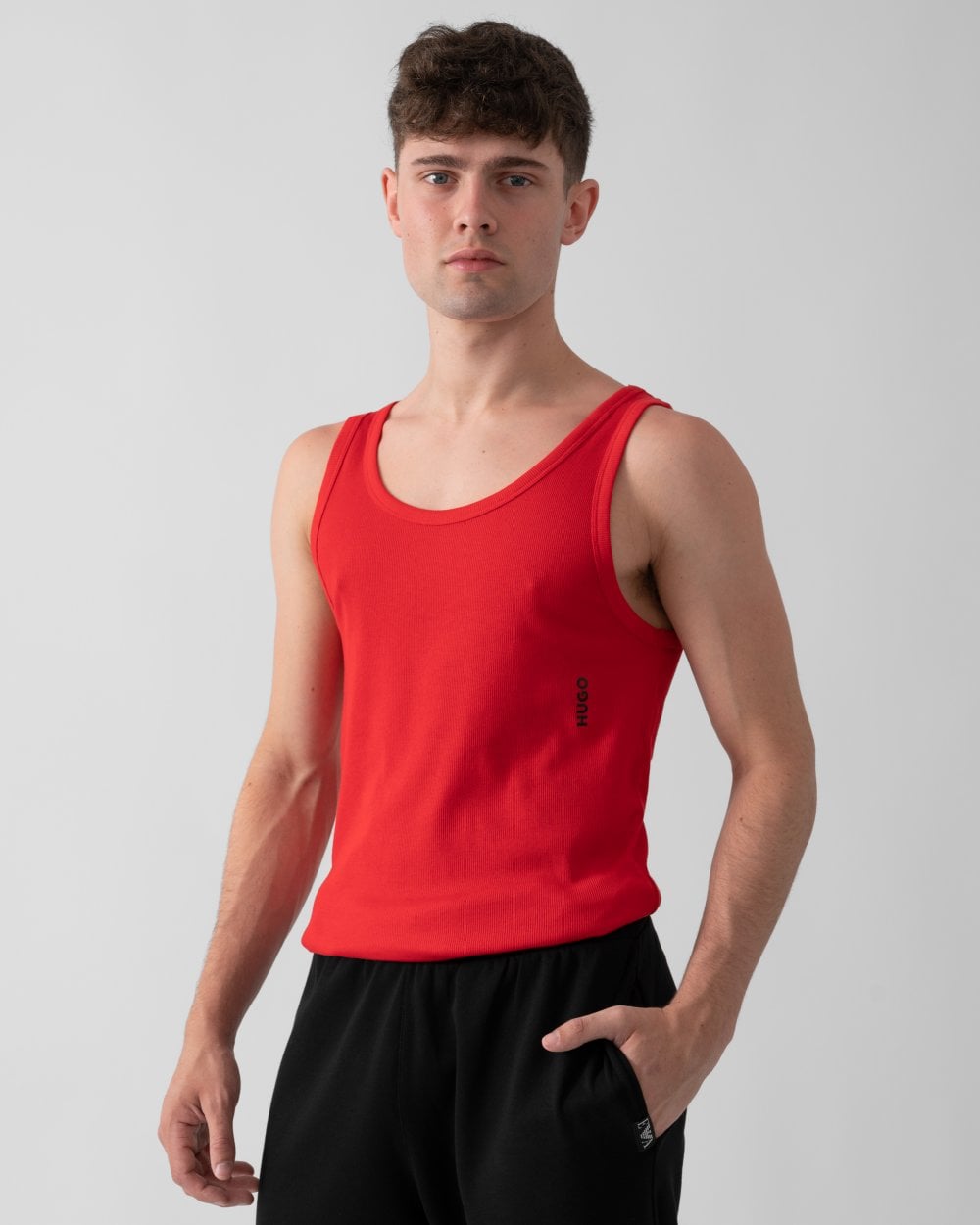 HUGO HUGO Mens Two-Pack of Logo Underwear Vests in Stretch Cotton