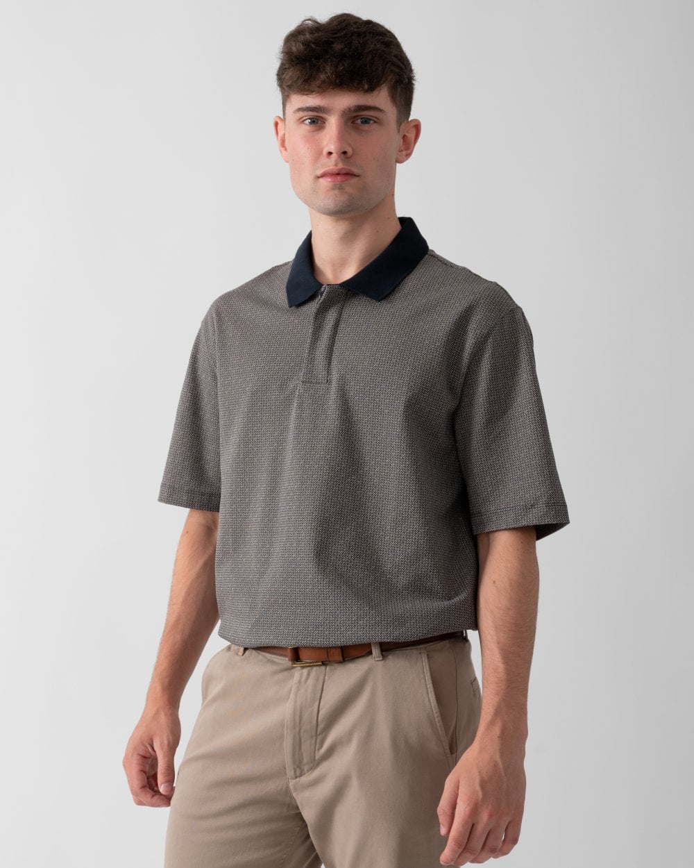Armani Exchange Armani Exchange Mens AOP Logo Pattern Polo Shirt
