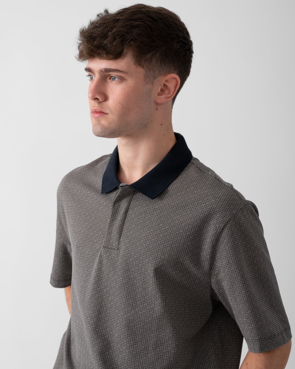 Armani Exchange Armani Exchange Mens AOP Logo Pattern Polo Shirt