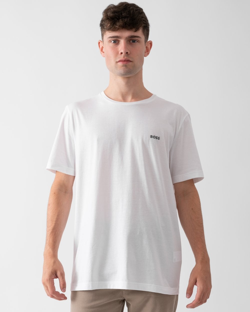 BOSS Green Tee Pima Mens Logo T-Shirt - White 100