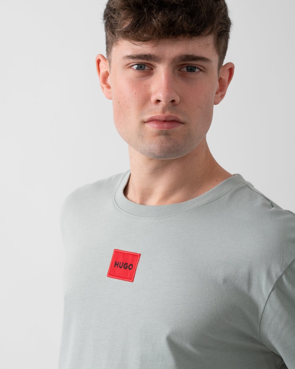 HUGO Diragolino212 Label Logo Mens T-Shirt - Open Grey 074