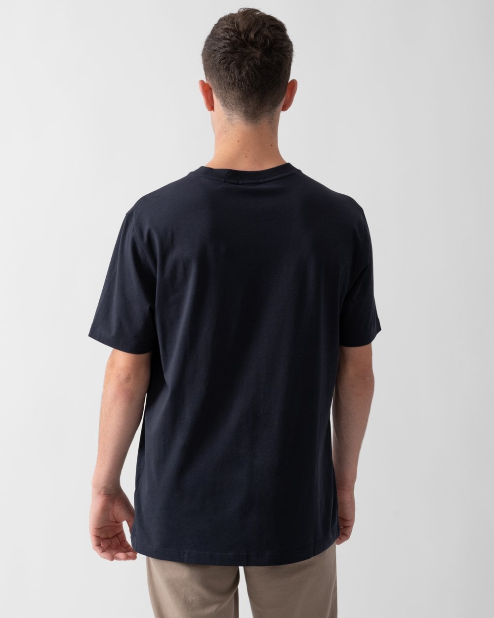BOSS Green Tee Mens Stretch Cotton T-Shirt with Contrast Logo - Dark Blue 404