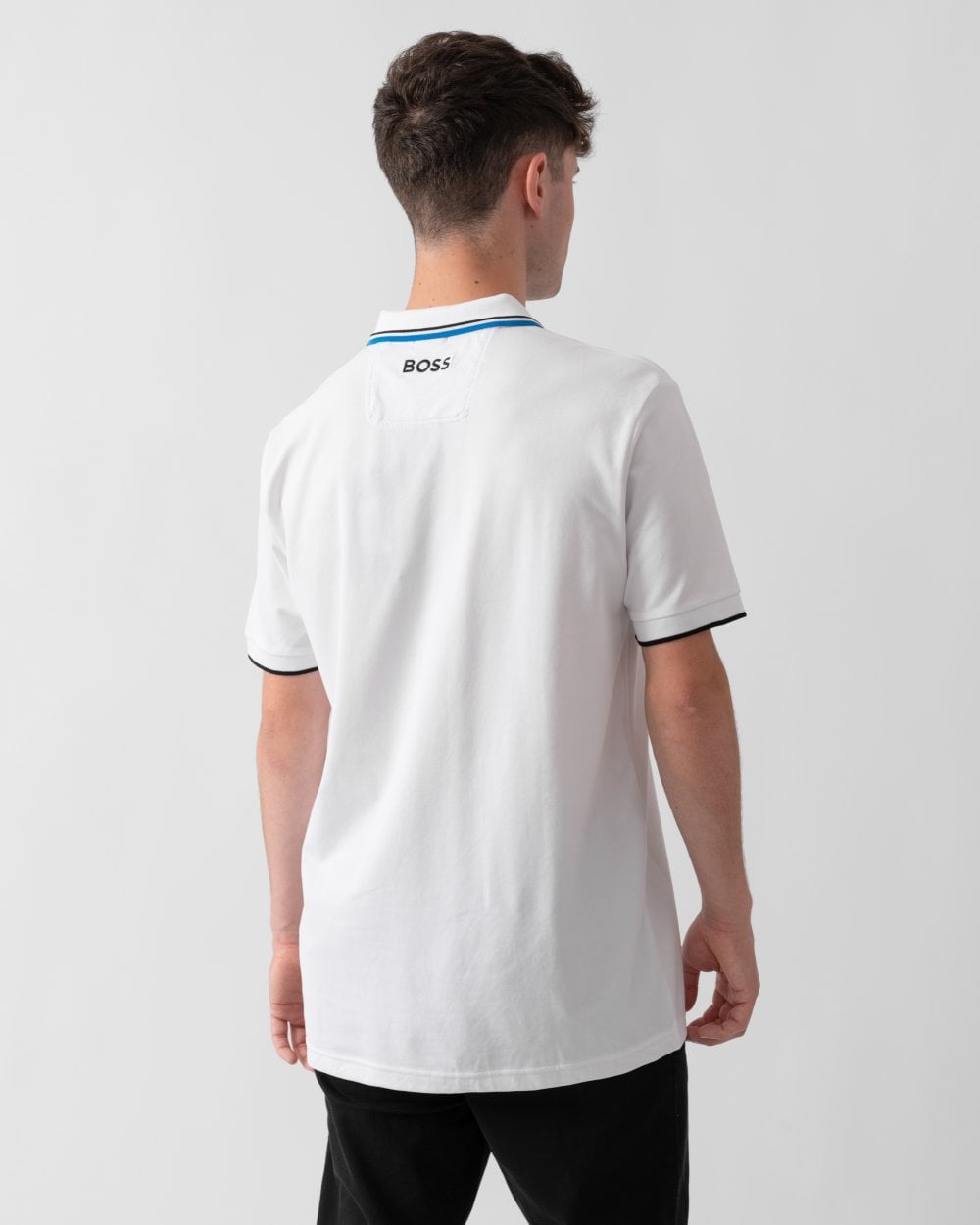 BOSS Green Paddy Pro Mens Cotton Blend Polo Shirt With Contrast Logos - Natural 102