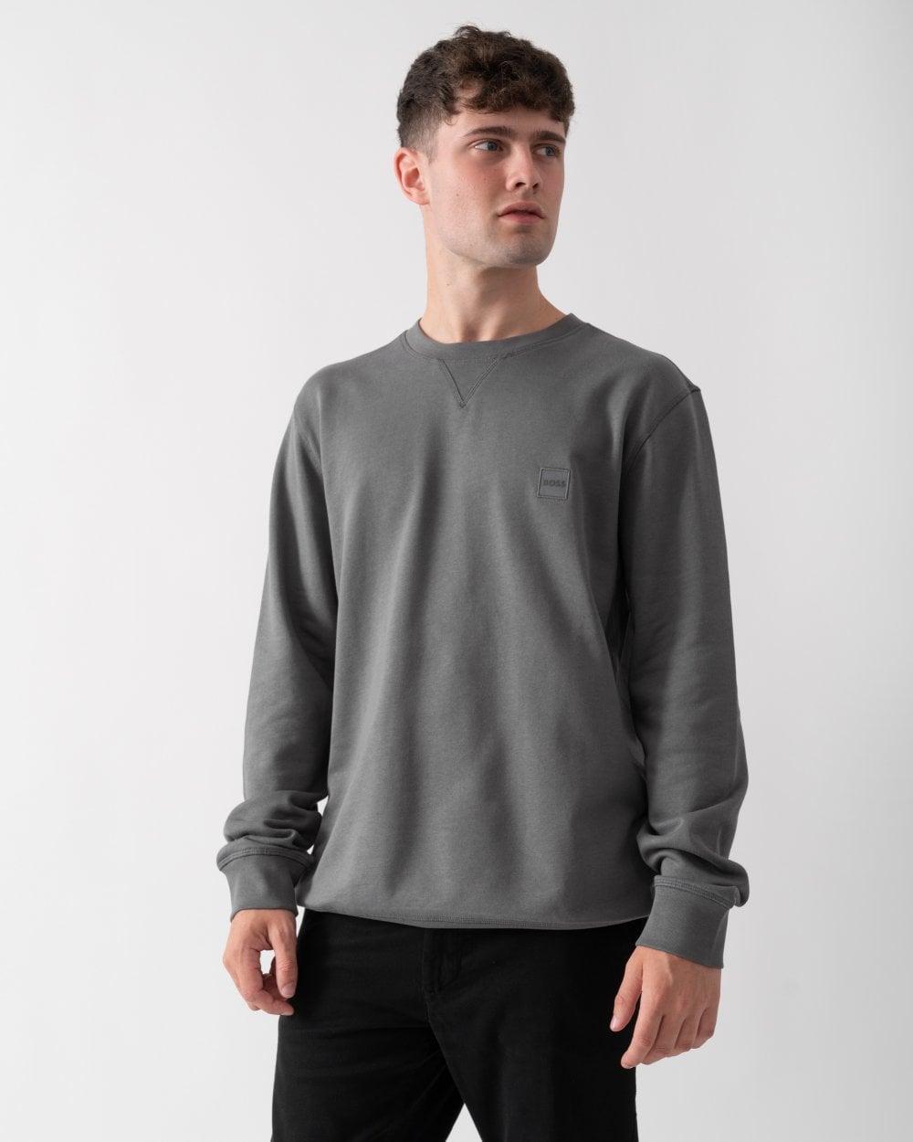 BOSS Orange Westart Mens Crew Neck Sweatshirt With Logo Patch