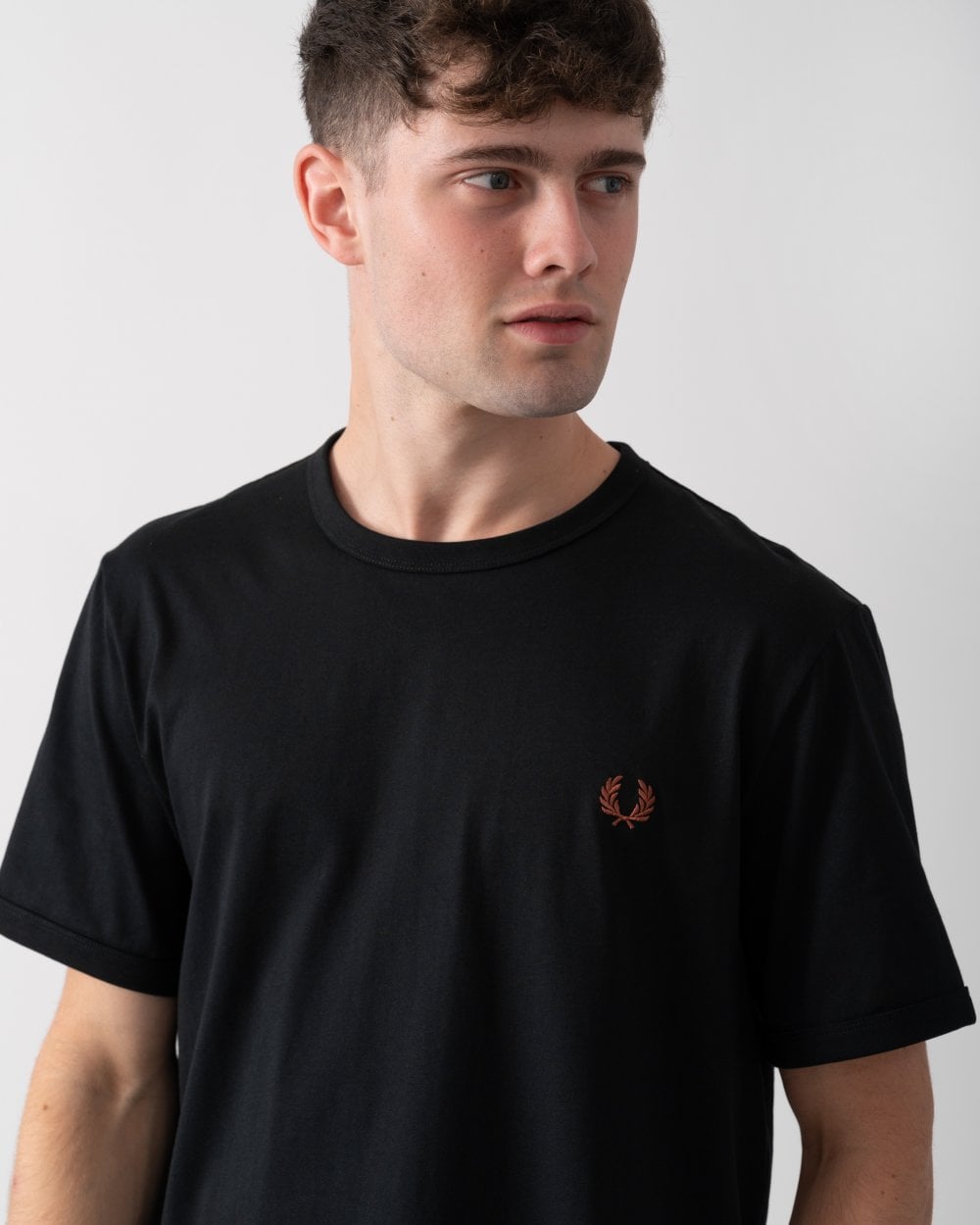 Fred Perry Mens Ringer T-Shirt - Black/Whisky Brown S76