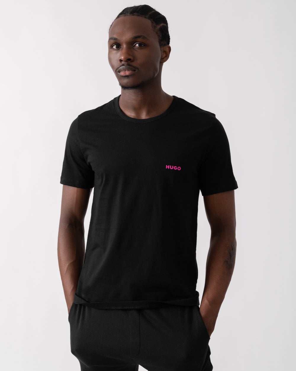 HUGO Mens Triple-Pack of Cotton Underwear T-Shirts with Logo Print