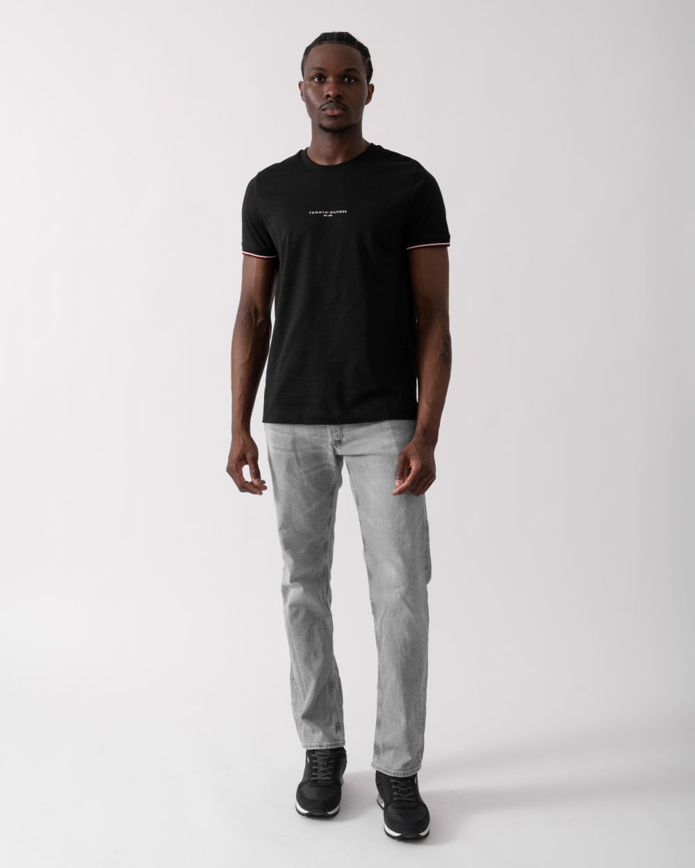 Tommy Hilfiger Tommy Logo Tipped Mens T-Shirt - Black