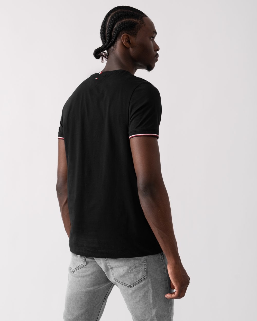 Tommy Hilfiger Tommy Logo Tipped Mens T-Shirt - Black