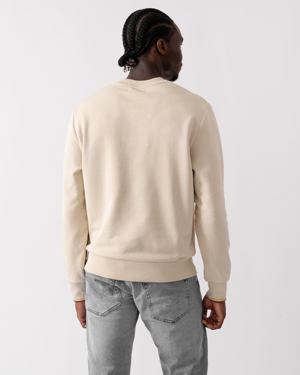 Fred Perry Mens Crew Neck Sweatshirt - Oatmeal/Whisky Brown W69
