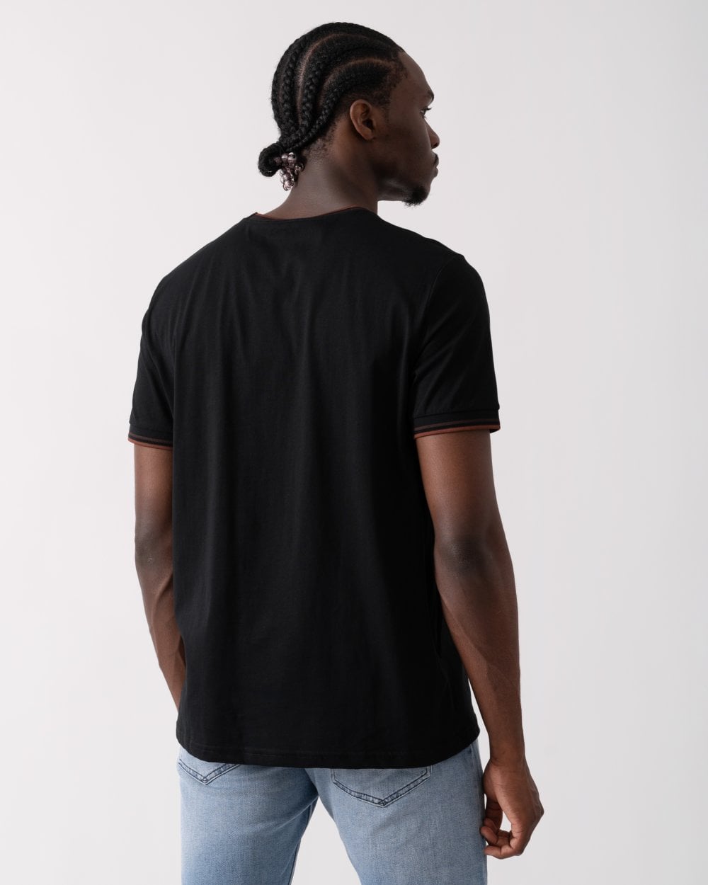 Fred Perry Mens Twin Tipped T-Shirt - Black/Carrington Road Brick/Whiskey Brown W68