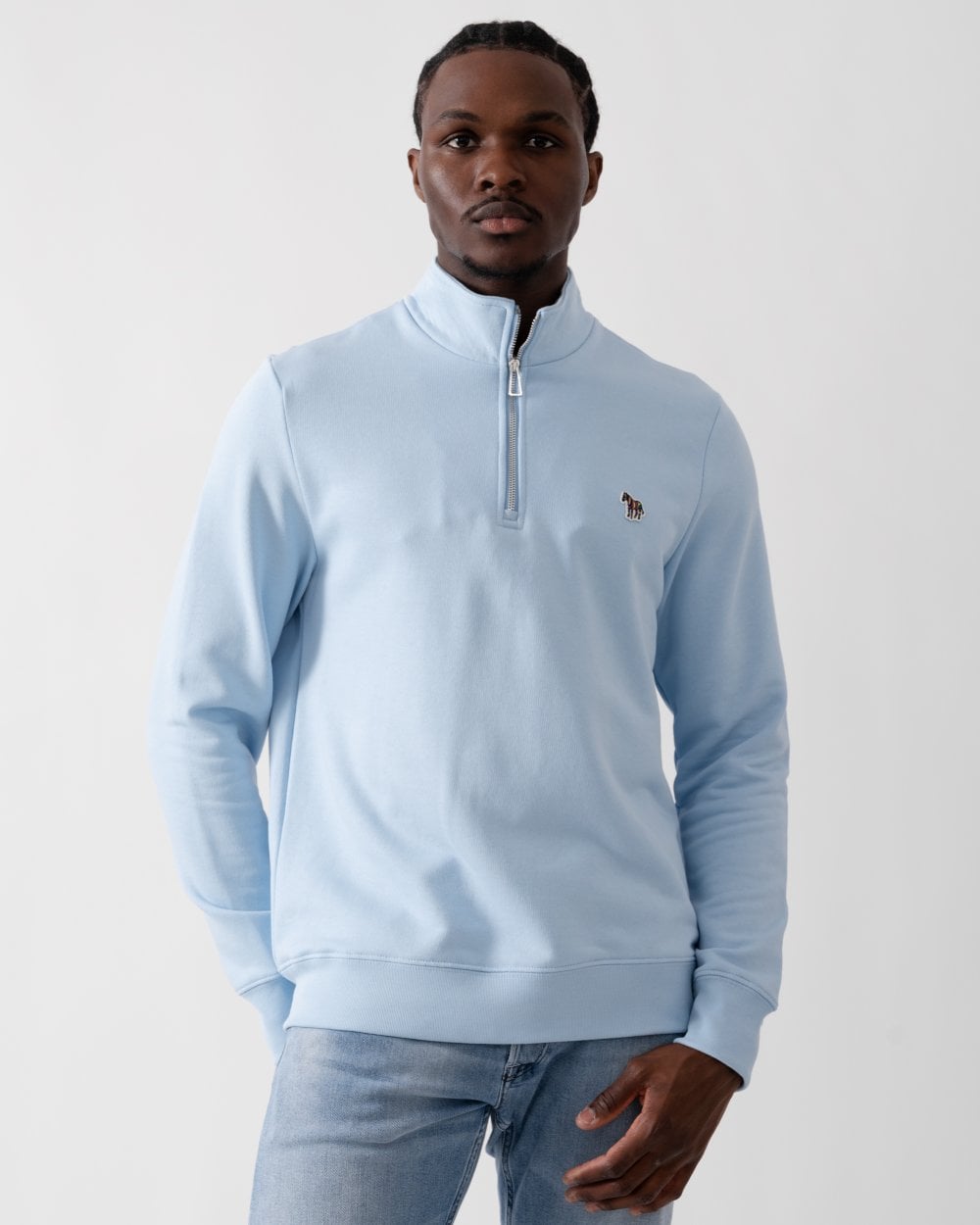 PS Paul Smith Mens Long Sleeve Regular Fit Half Zip Zebra Logo Sweatshirt