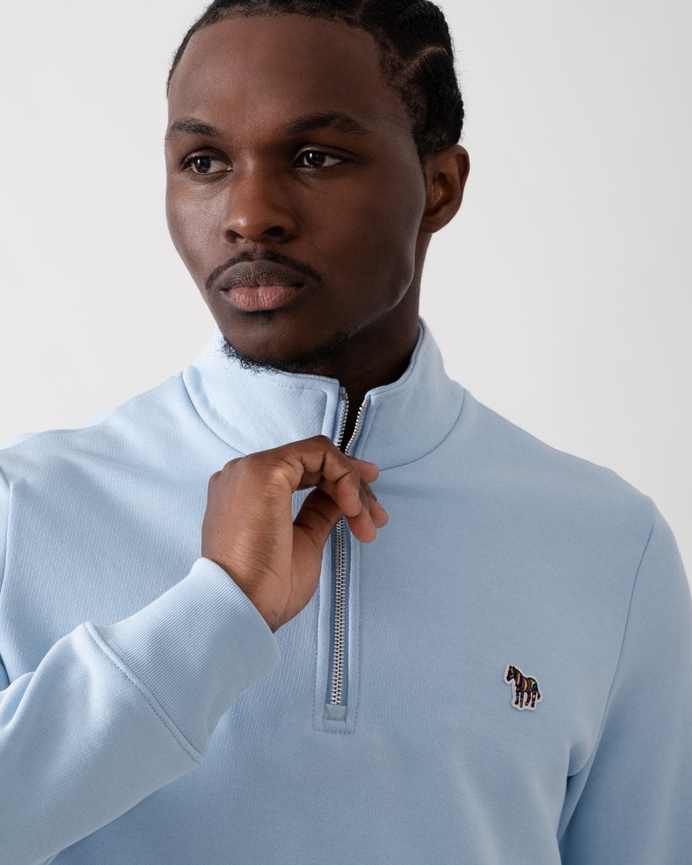 PS Paul Smith Mens Long Sleeve Regular Fit Half Zip Zebra Logo Sweatshirt - 41E Blue