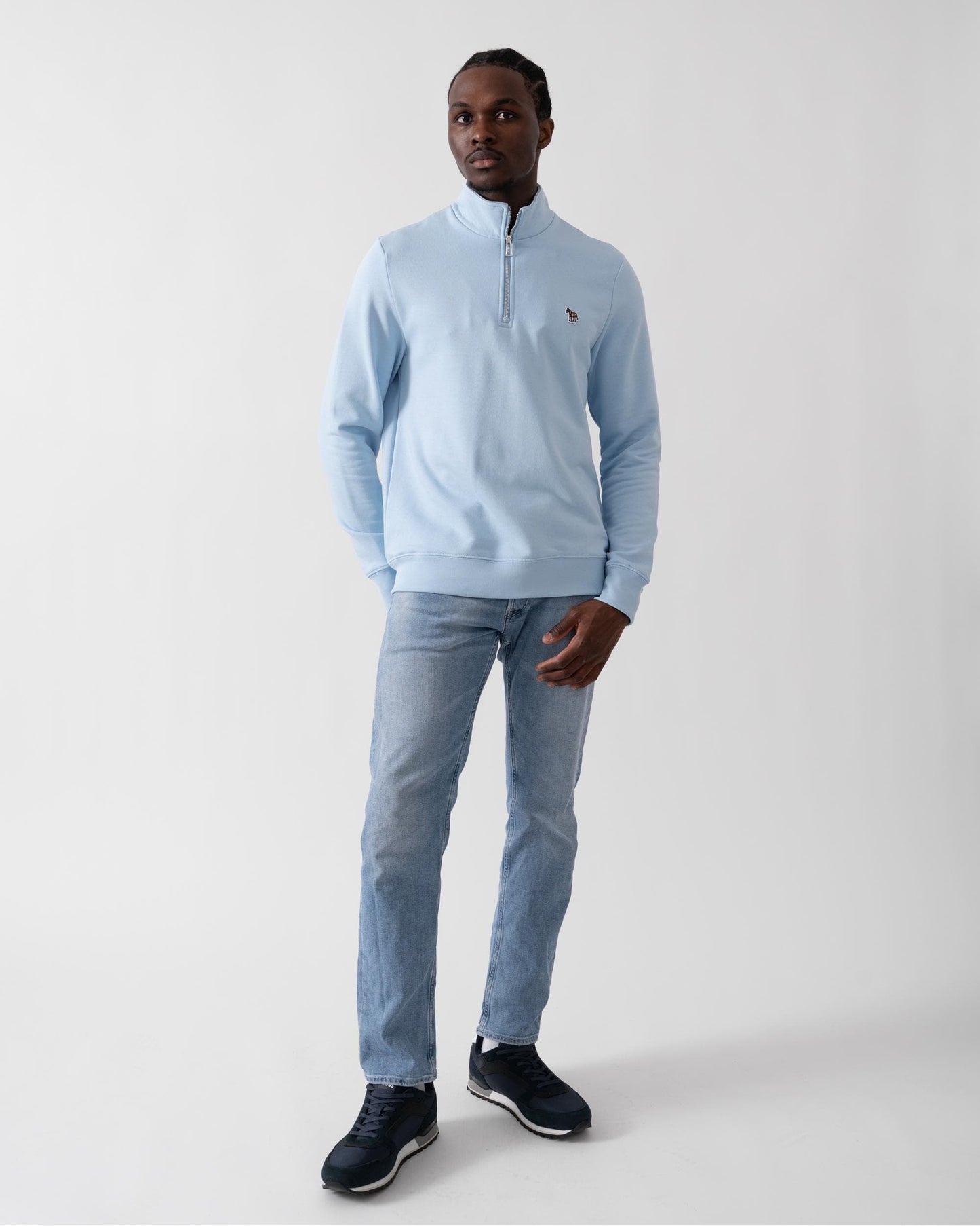 PS Paul Smith Mens Long Sleeve Regular Fit Half Zip Zebra Logo Sweatshirt - 41E Blue