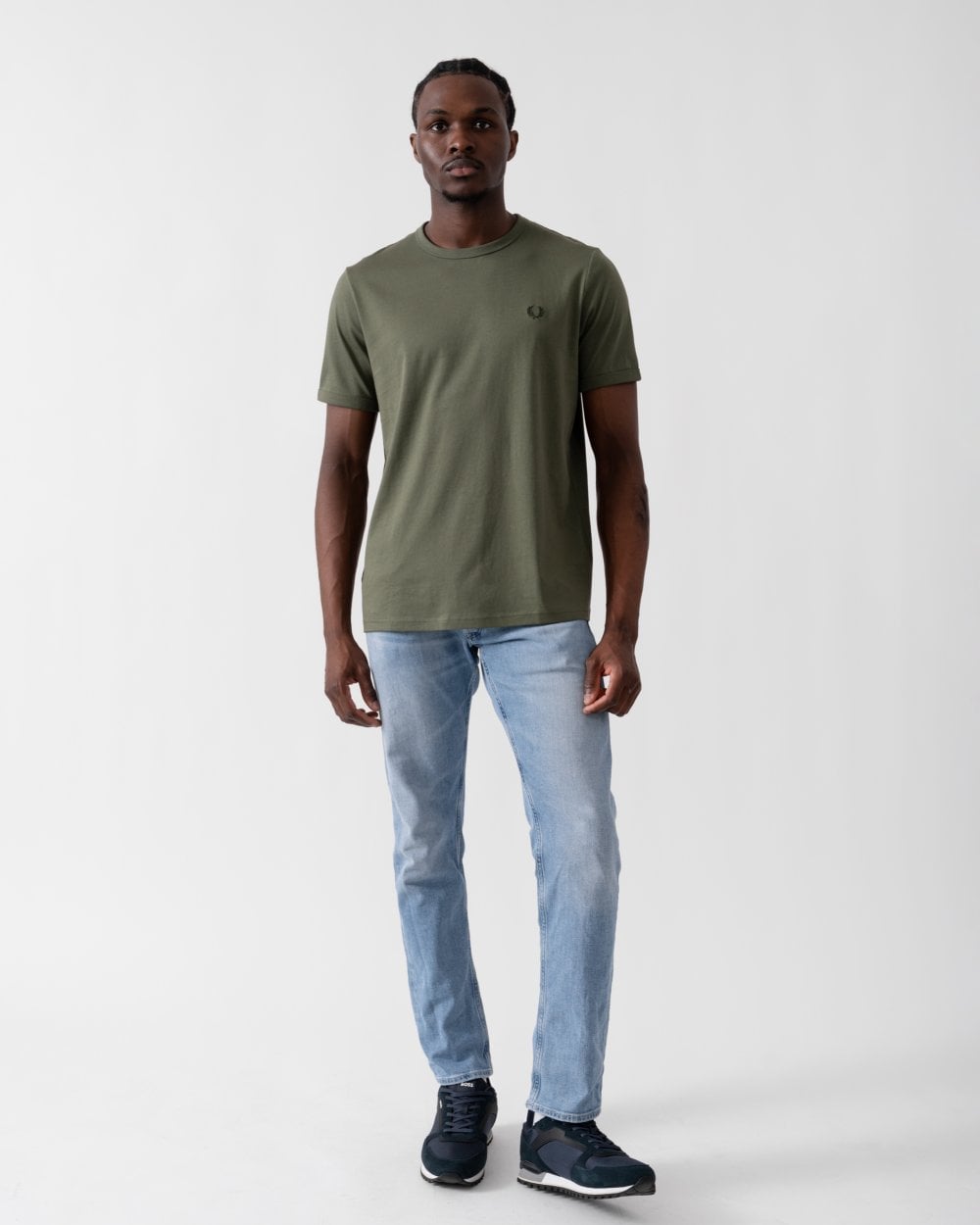 Fred Perry Mens Ringer T-Shirt - Laurel Wreath Green X21