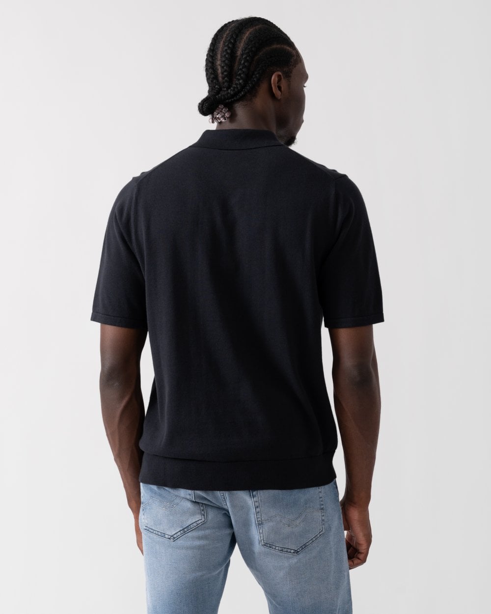 Paul Smith PS Paul Smith Mens Short Sleeve Knitted Polo Shirt With Zebra Badge