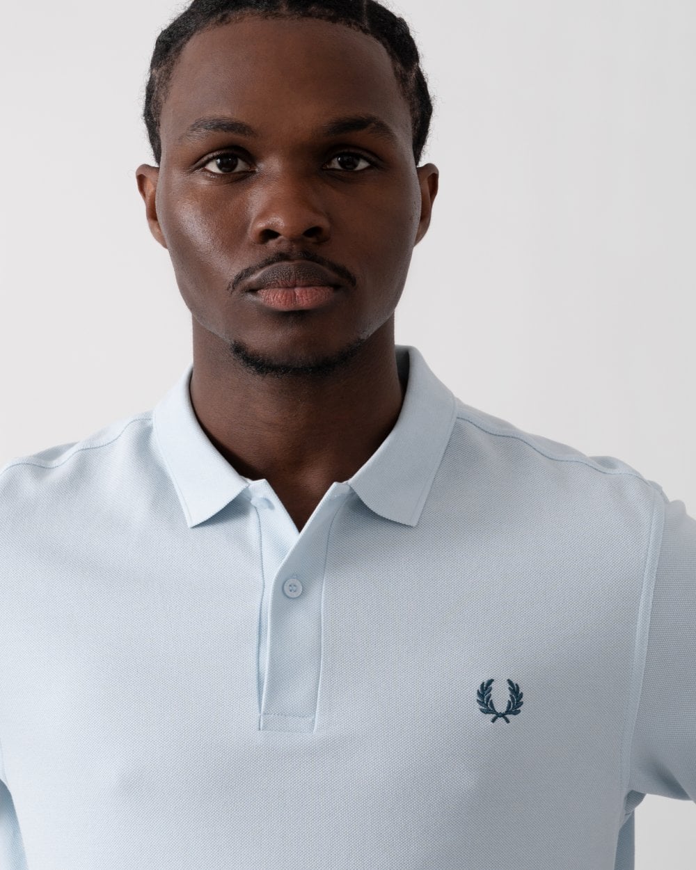 Fred Perry Mens Plain Signature Polo Shirt - Light Ice/Petrol Blue W72