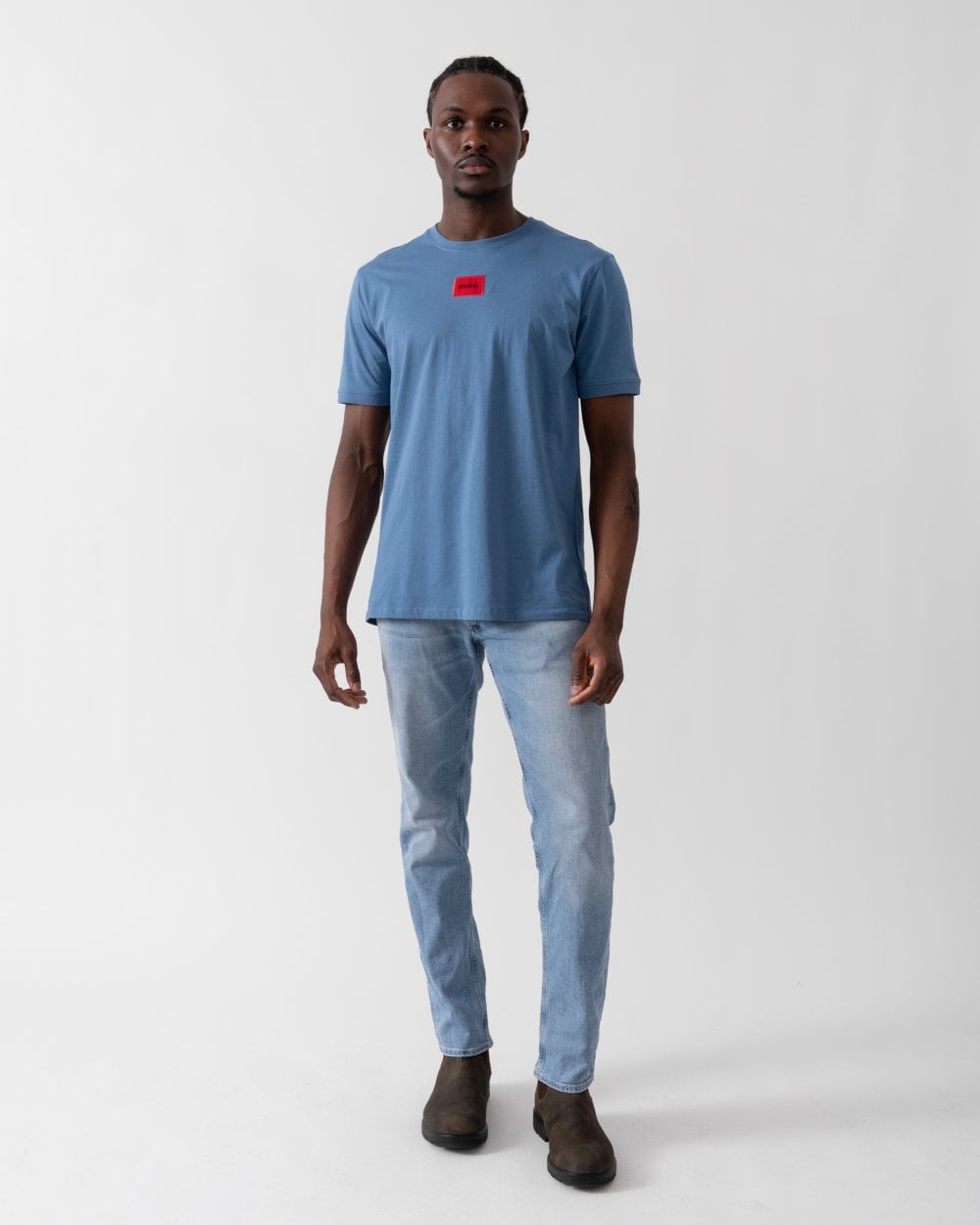 HUGO Diragolino212 Label Logo Mens T-Shirt - Medium Blue 427
