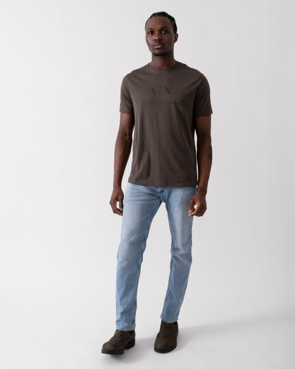 Armani Exchange A|X Logo Mens T-Shirt - Black Olive 1897