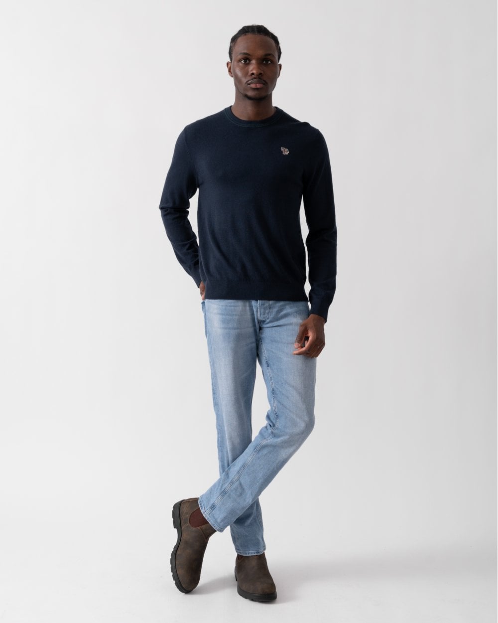 PS Paul Smith Mens Zebra Badge Crew Neck Jumper - 49 Very Dark Navy