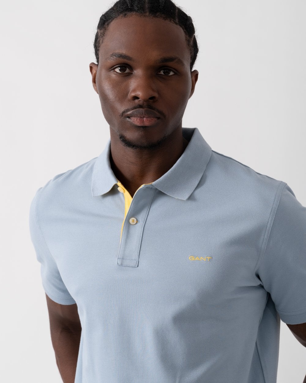 GANT Regular Fit Short Sleeve Contrast Pique Rugger - 474 Dove Blue