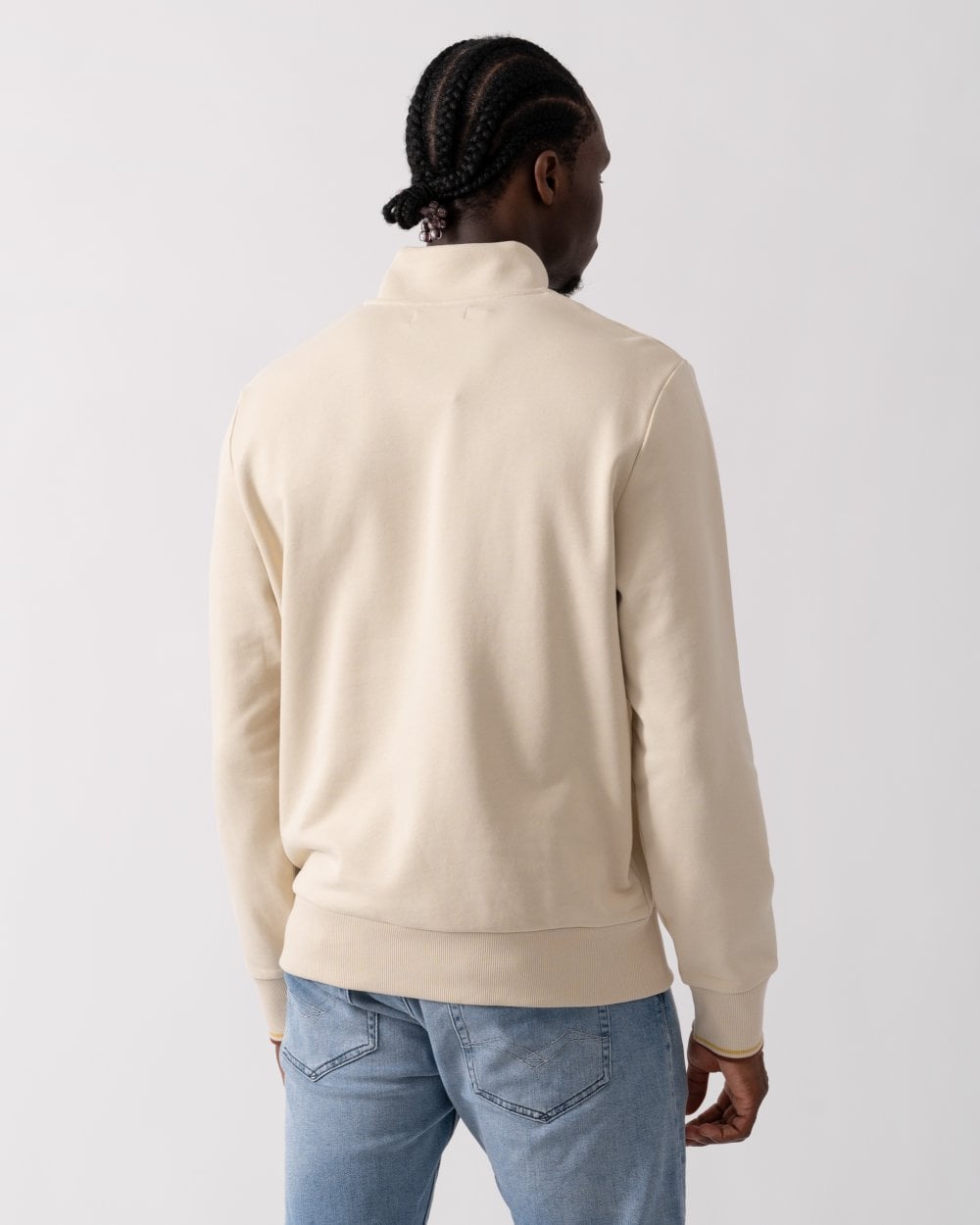 Fred Perry Mens Half Zip Sweatshirt - Oatmeal/Whisky Brown W69