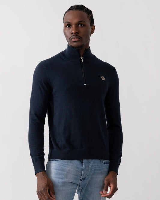 PS Paul Smith Mens Zebra Badge 1/4 Zip Jumper - 49 Very Dark Navy