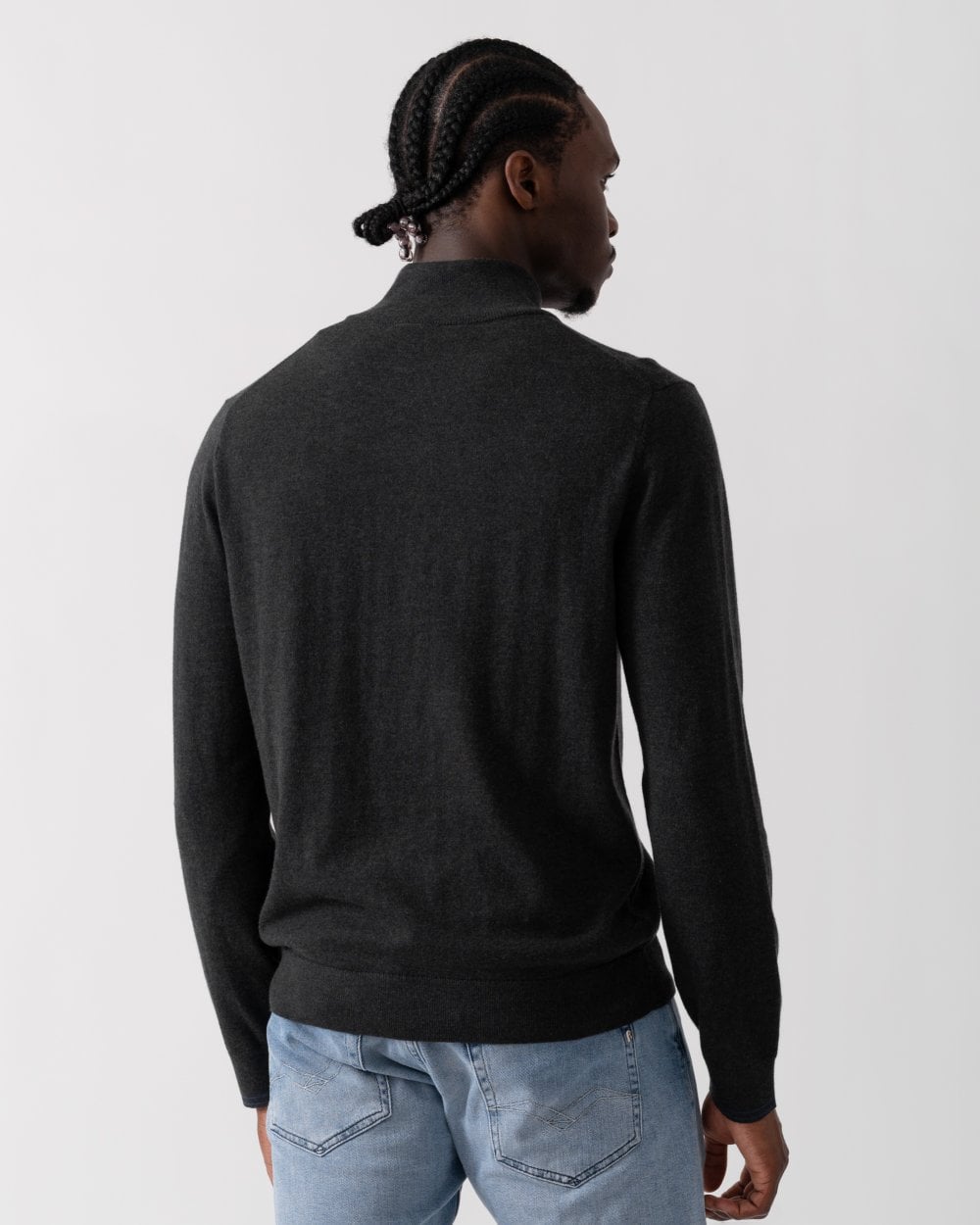 PS Paul Smith Mens Zebra Badge 1/4 Zip Jumper - 78 Charcoal