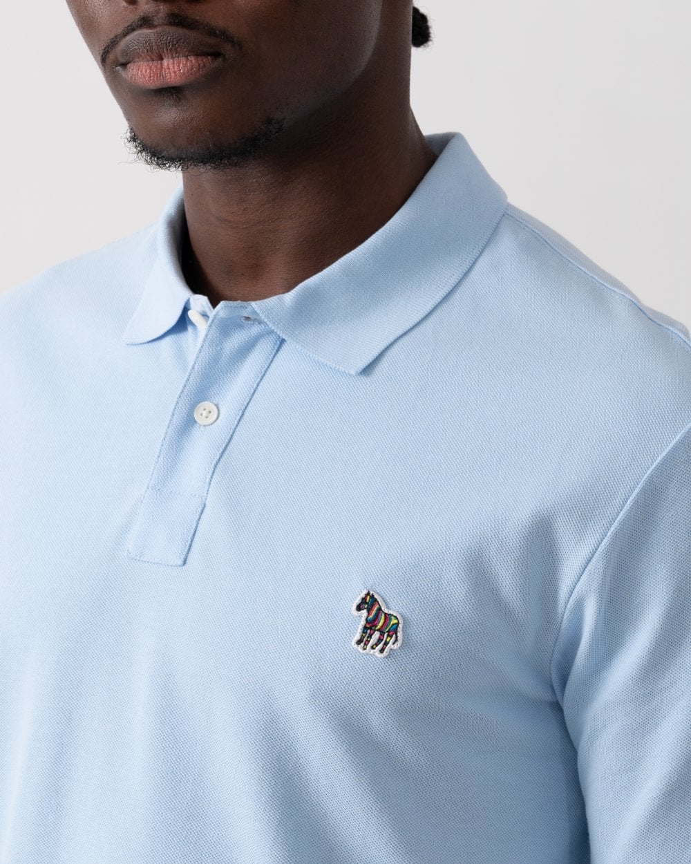 PS Paul Smith Mens Regular Fit Cotton-Piqué Zebra Logo Polo Shirt - 41E Blue
