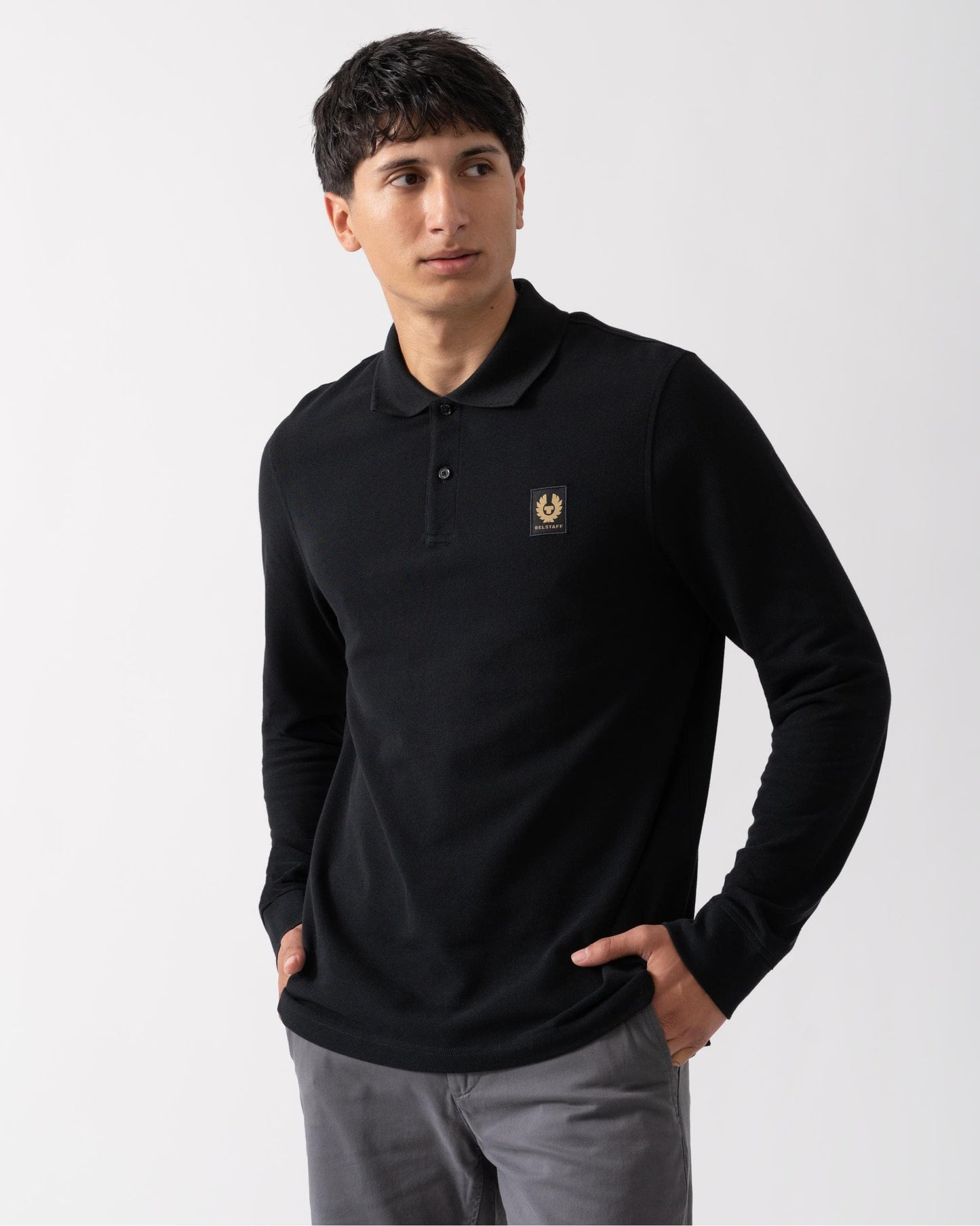 Belstaff Long Sleeved Mens Essentials Polo - Black