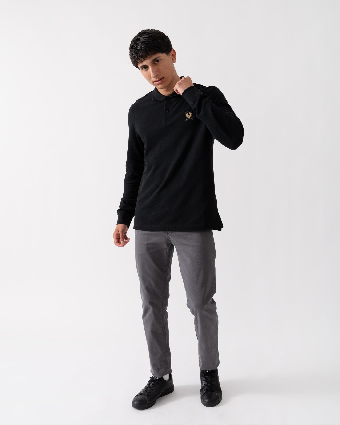 Belstaff Long Sleeved Mens Essentials Polo - Black