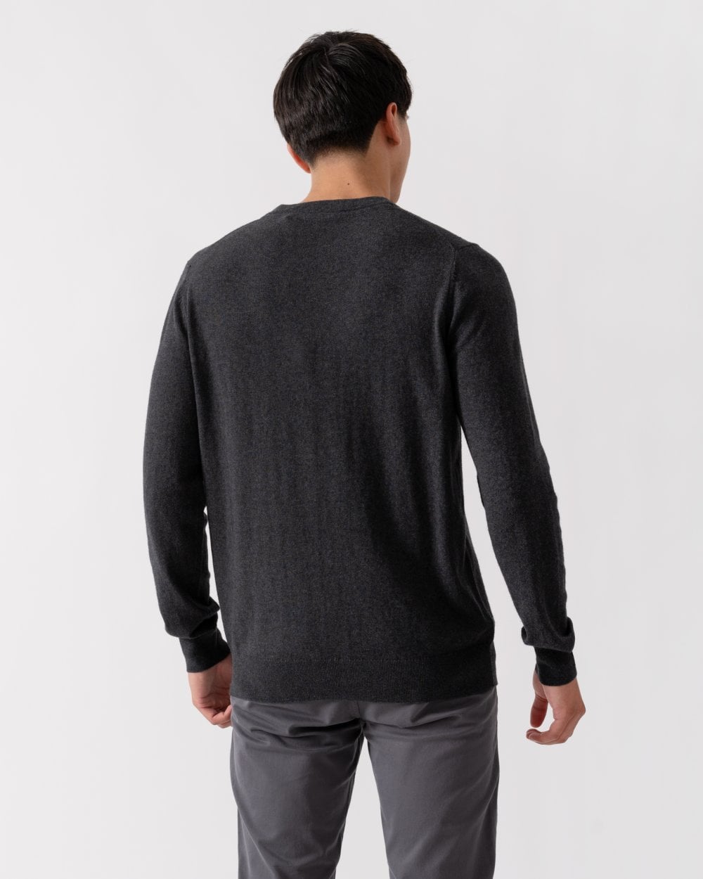 Lyle & Scott Cotton Merino Mens Crew Neck Jumper - 398 Charcoal Marl