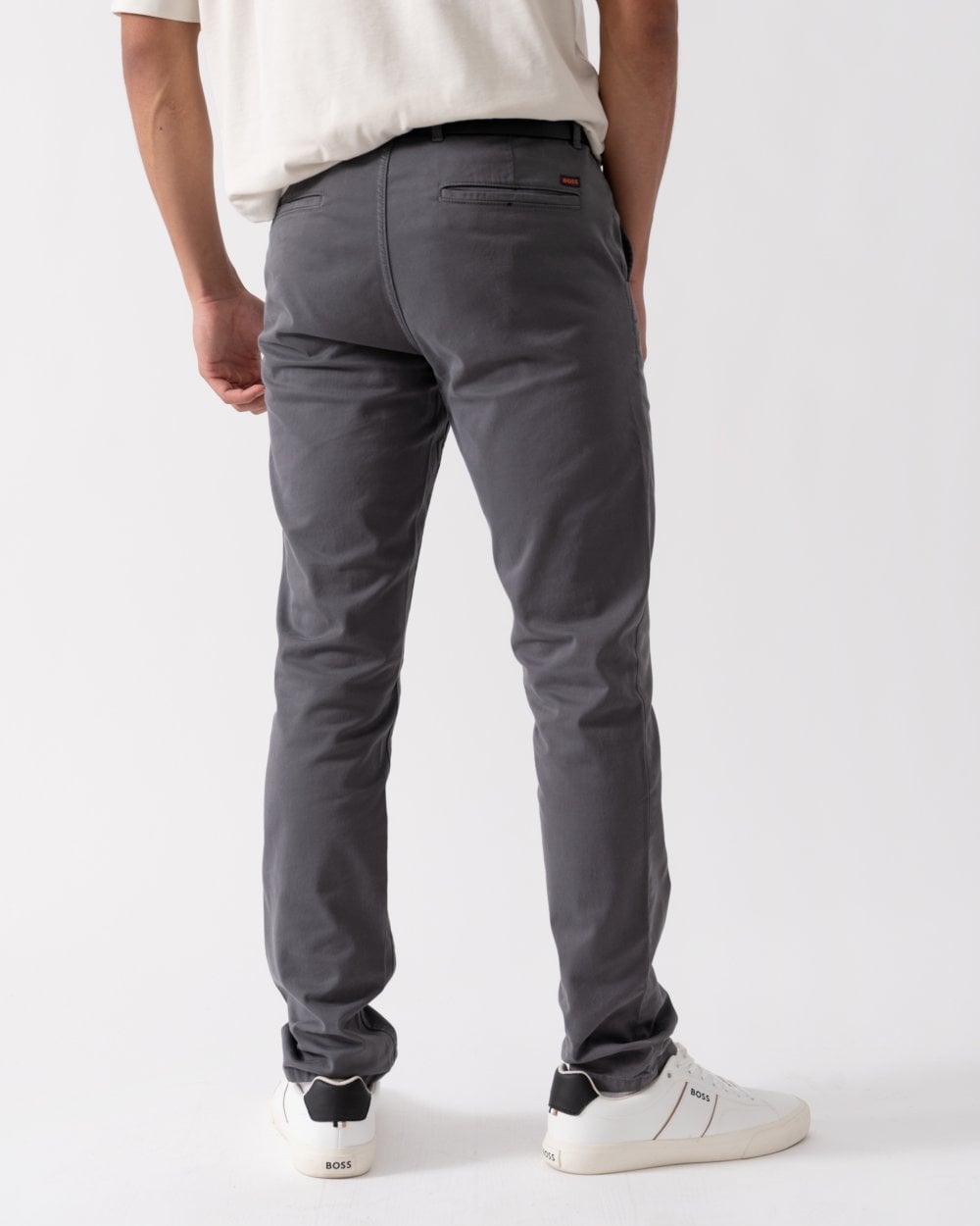 BOSS Orange Mens Slim Fit Chinos in Stretch-Cotton Satin NOS - Grey 020