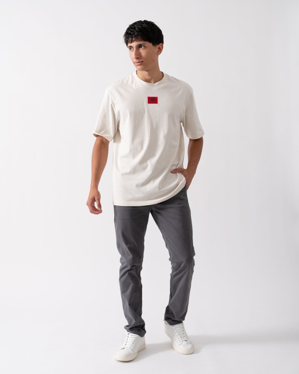 BOSS Orange Mens Slim Fit Chinos in Stretch-Cotton Satin NOS - Grey 020