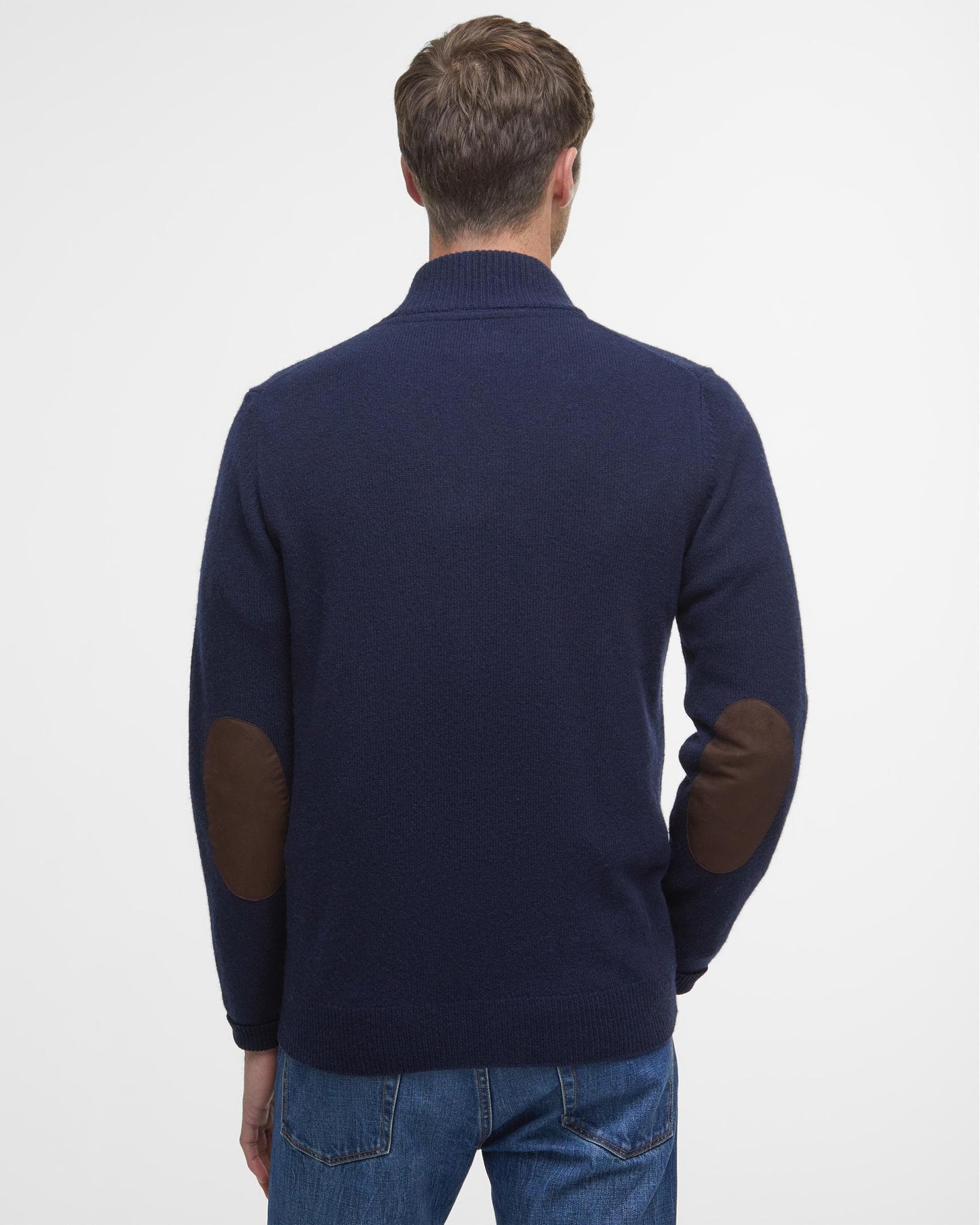 Barbour Patch Buttoned Full-Zip Mens Knit - Navy