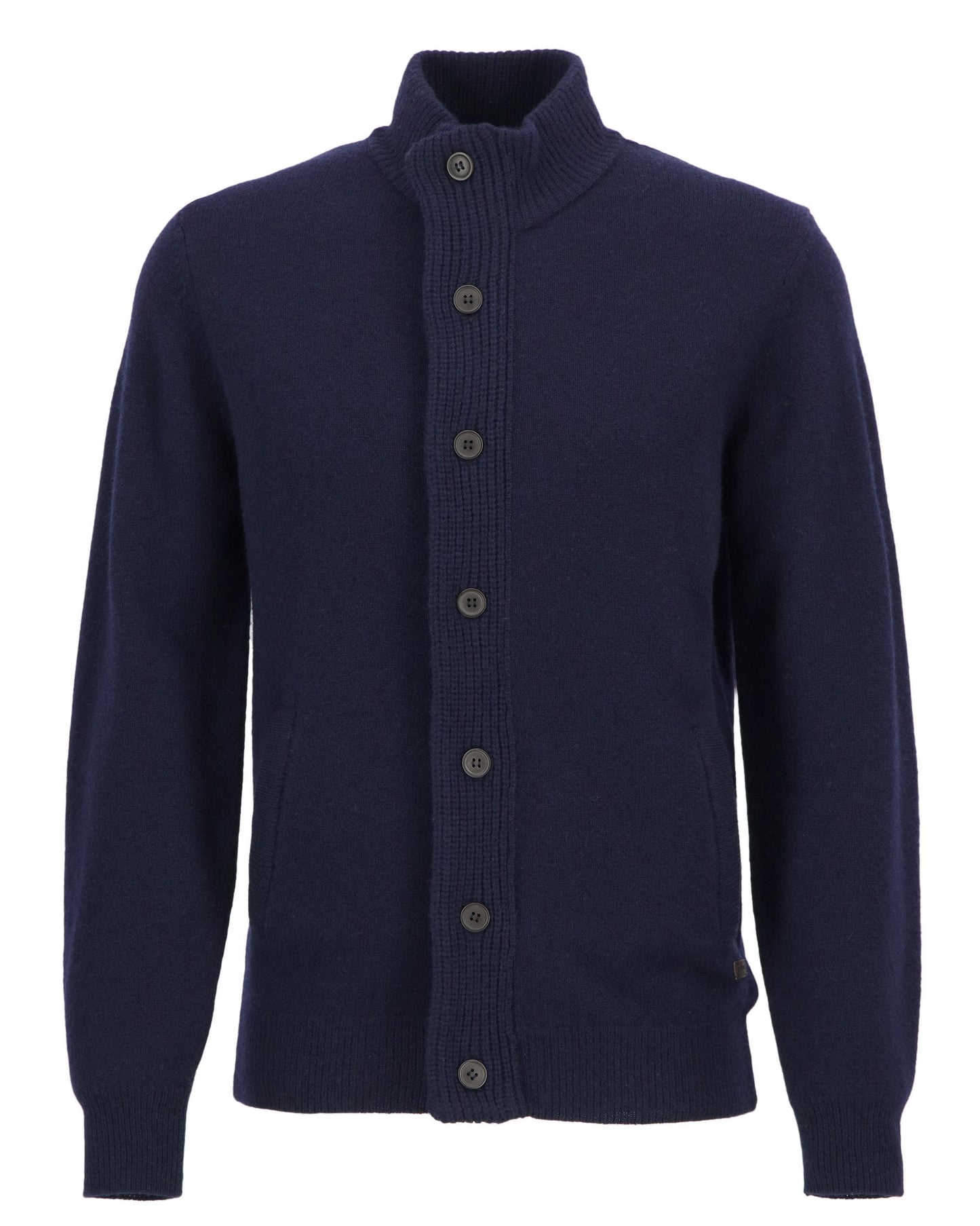 Barbour Patch Buttoned Full-Zip Mens Knit - Navy