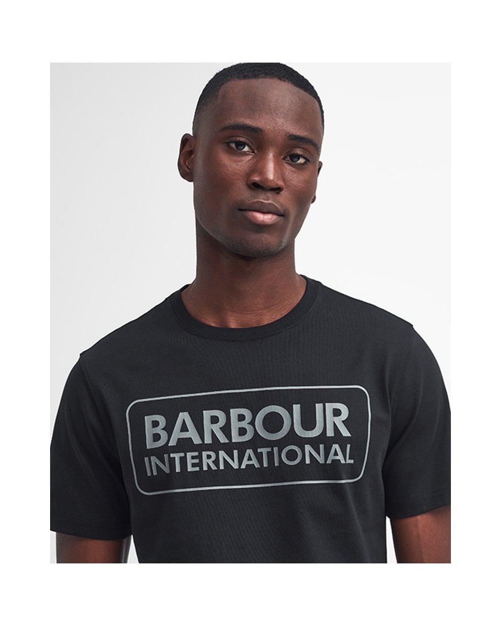 Barbour International Essential Large Logo Mens T-Shirt - Black/Pewter