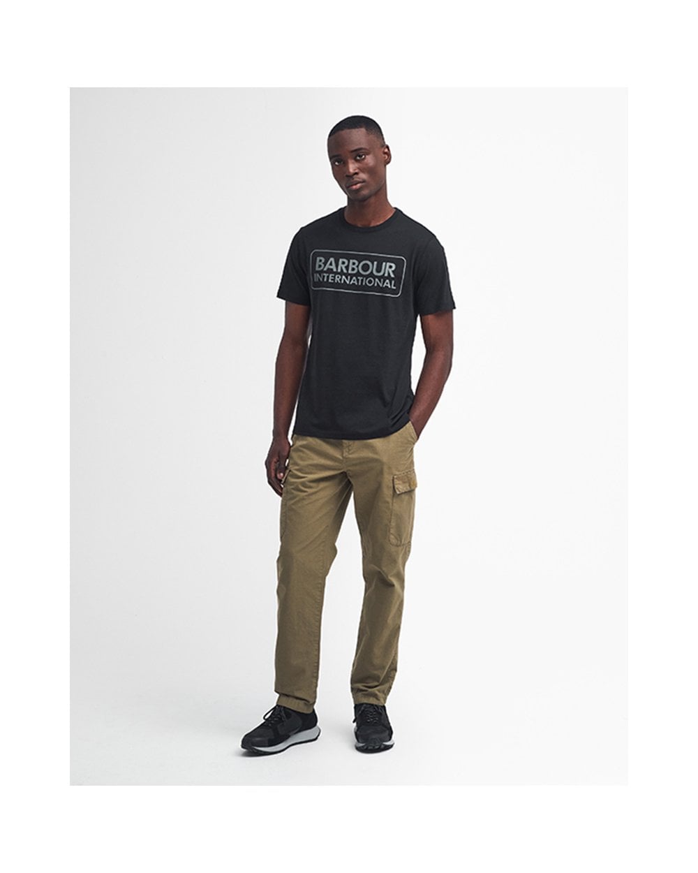 Barbour International Essential Large Logo Mens T-Shirt - Black/Pewter