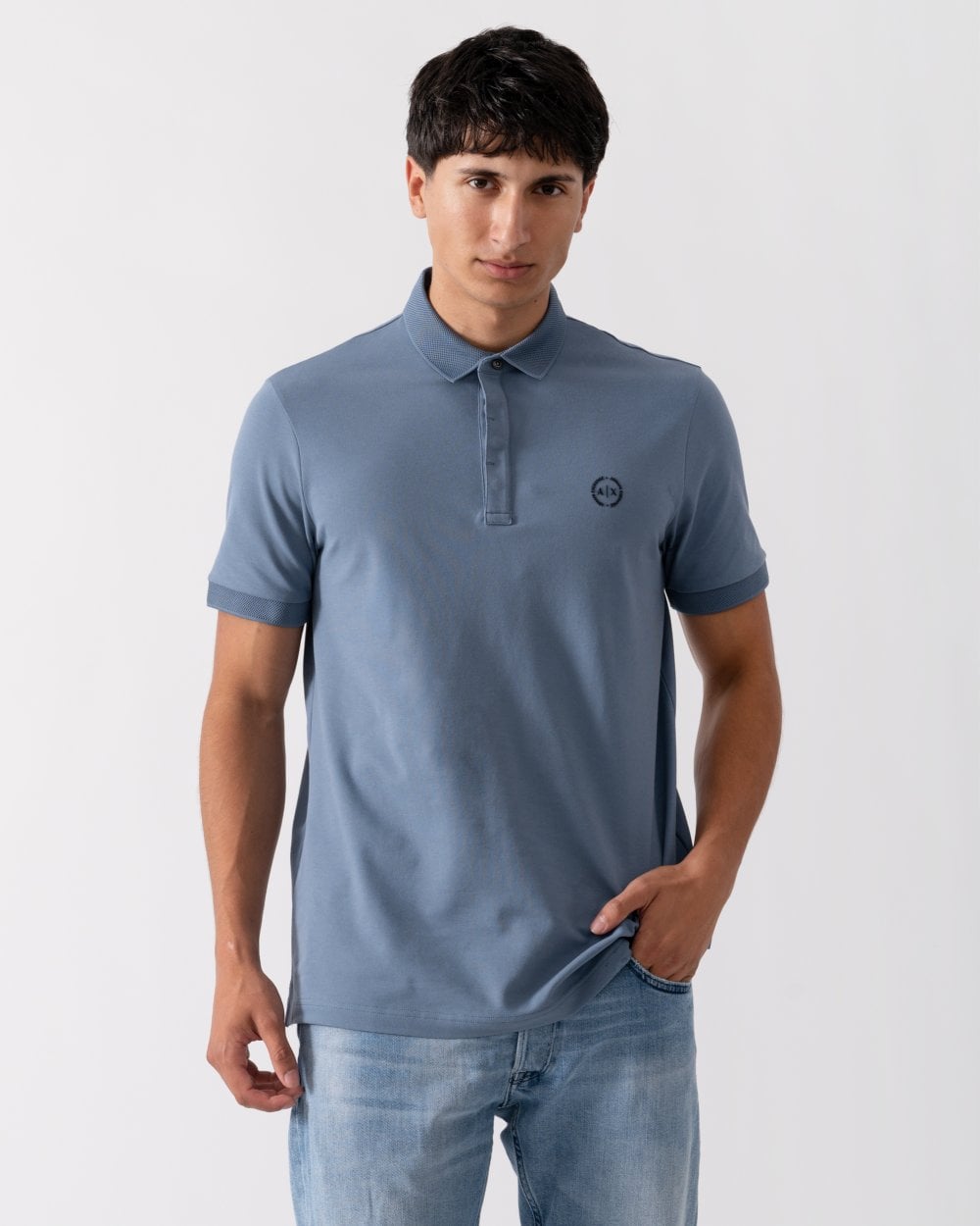 Armani Exchange Mens Short Sleeve Micro Logo Polo Shirt