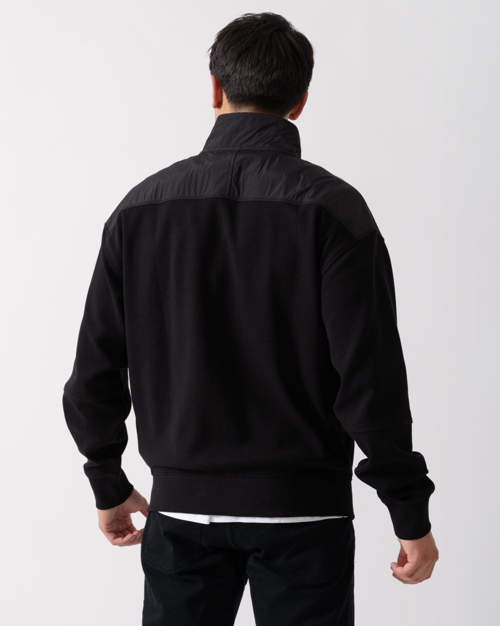 BOSS Orange BOSS Orange Ze Nylon Mens Cotton Terry Zip-Up Sweatshirt with Logo Badge