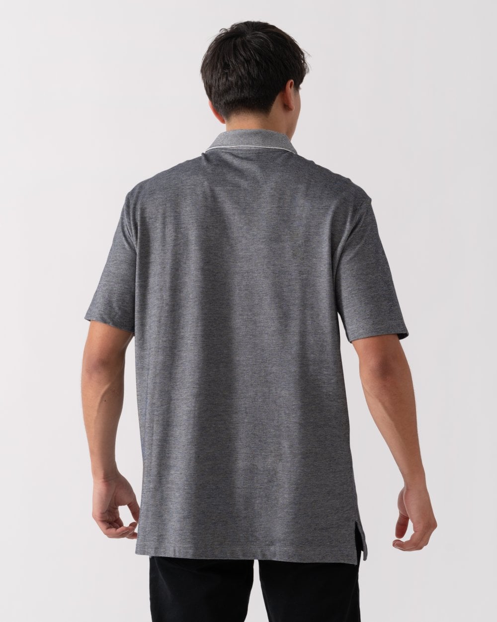 Armani Exchange Armani Exchange Mens Contrast Collar Embroidered Monogram Polo Shirt