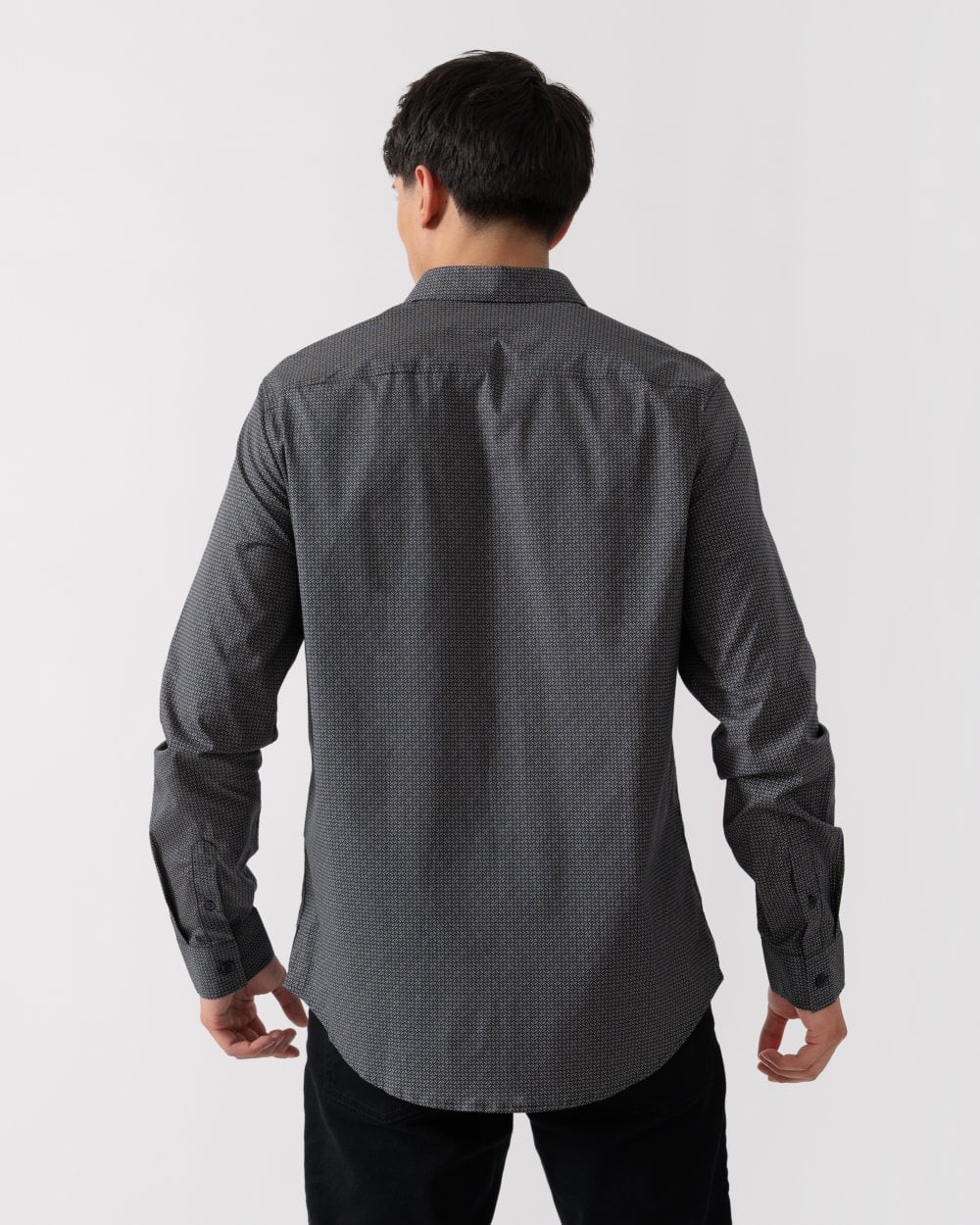 Armani Exchange Armani Exchange Mens Long Sleeve AOP Logo Pattern Shirt