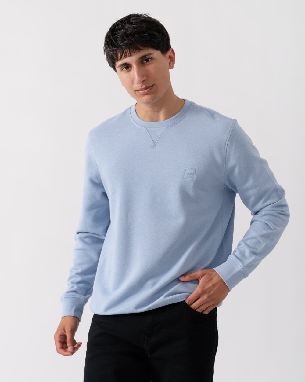 BOSS Orange Westart Mens Crew Neck Sweatshirt With Logo Patch