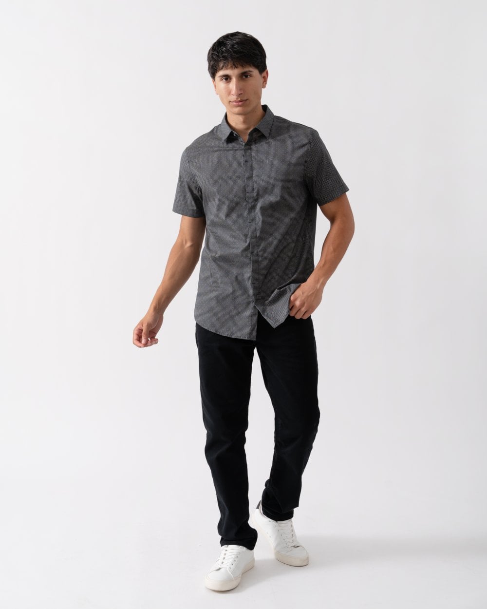 Armani Exchange Armani Exchange Mens Short Sleeve AOP Logo Pattern Shirt