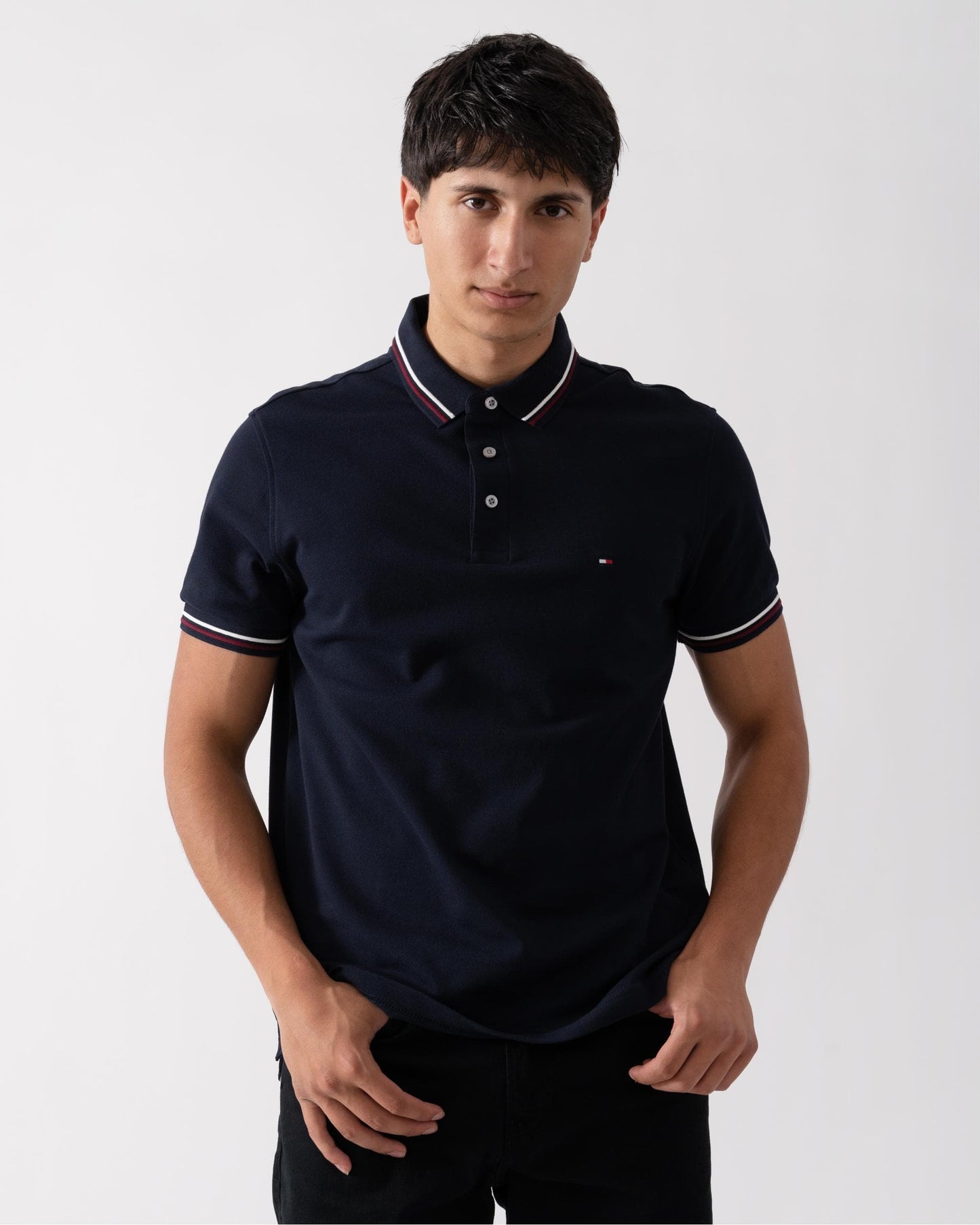 Tommy Hilfiger Tipped Mens Slim Fit Polo - Desert Sky